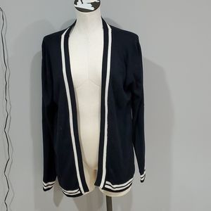 Blue/white cardigan sweater